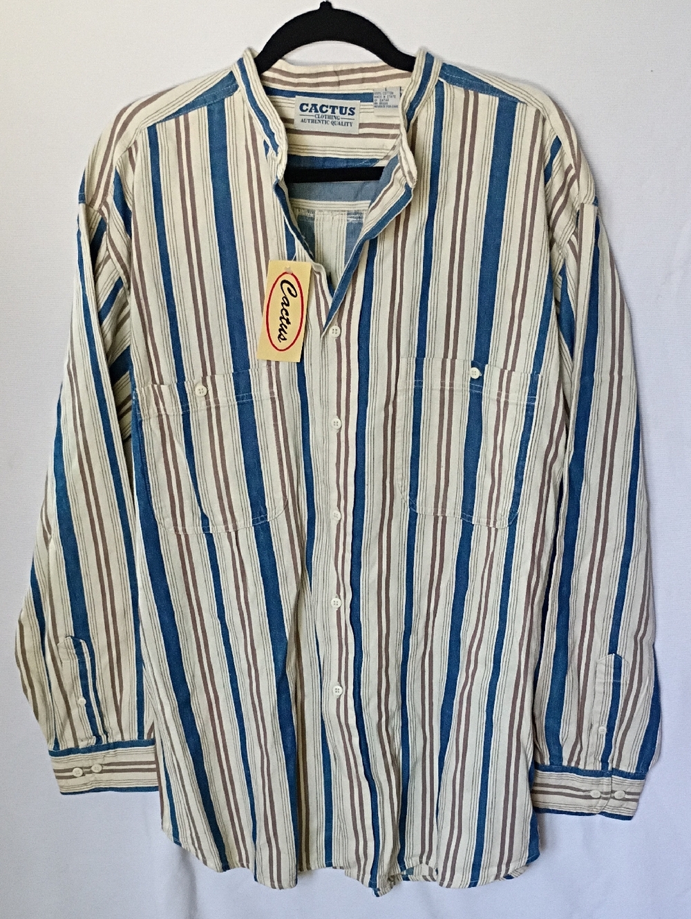 NWT Cactus 100% Cotton Mans Work wear Striped Button-down
